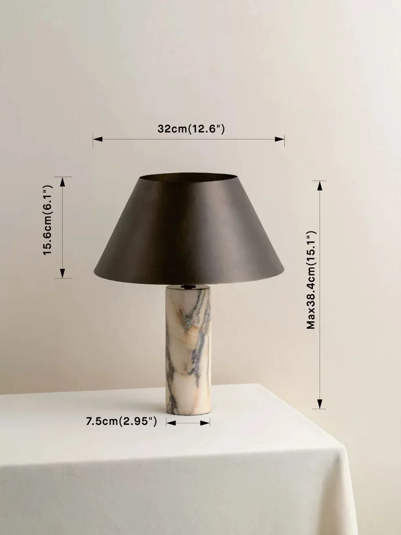 Marble Grey Column Table Lamp | CLBULS03