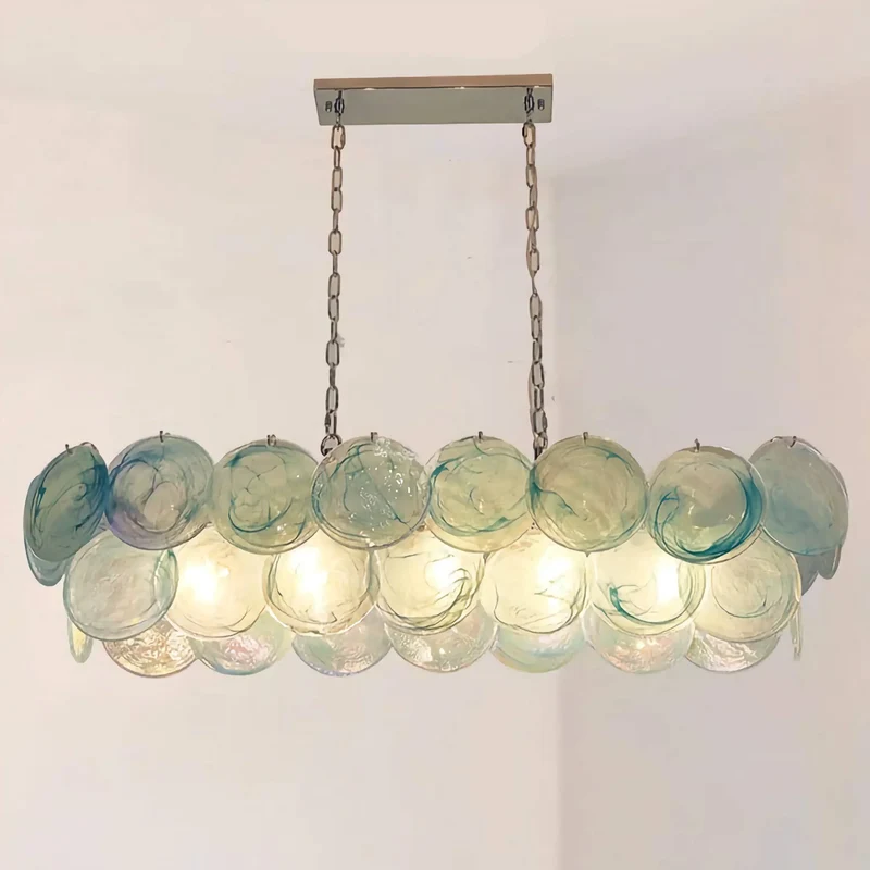 Iridescent Glass Linear Chandelier | Green | CLKJH025D