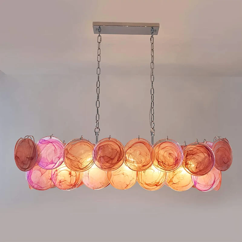 Iridescent Glass Linear Chandelier | Green | CLKJH025D