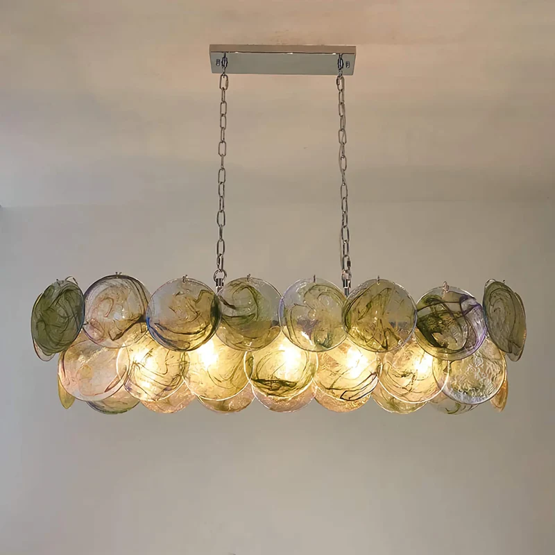 Iridescent Glass Linear Chandelier | Green | CLKJH025D