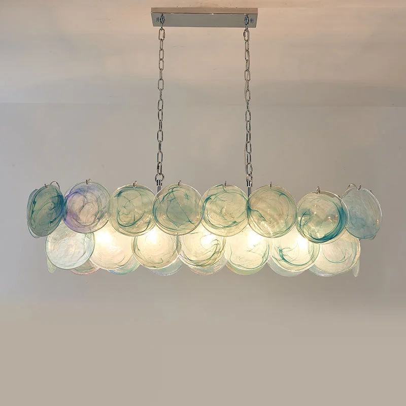 Iridescent Glass Linear Chandelier | Green | CLKJH025D