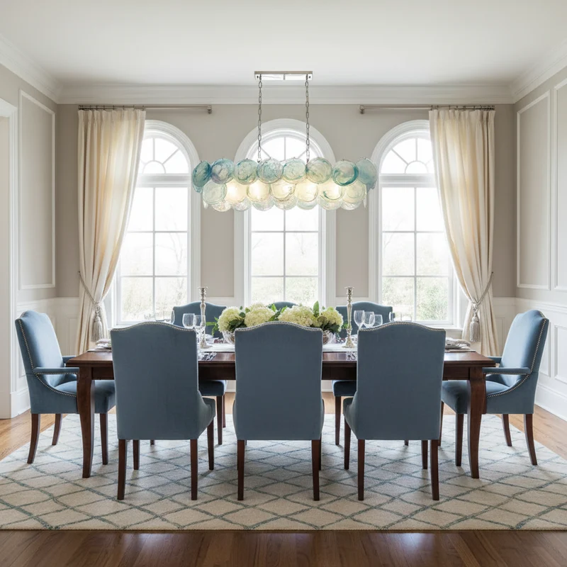 Iridescent Glass Linear Chandelier | Green | CLKJH025D