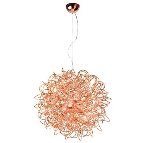 Design Hängelampe Mystic Kugel Ø 60 cm – Draht-Pendelleuchte Kupfer / Rotgold