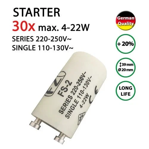 30 x Starter für Leuchtstoffröhren Leuchtstofflampen 4-22W
