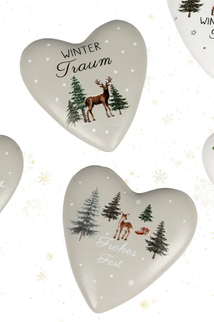 Deko Herzen 6cm Winter mit Botschaft