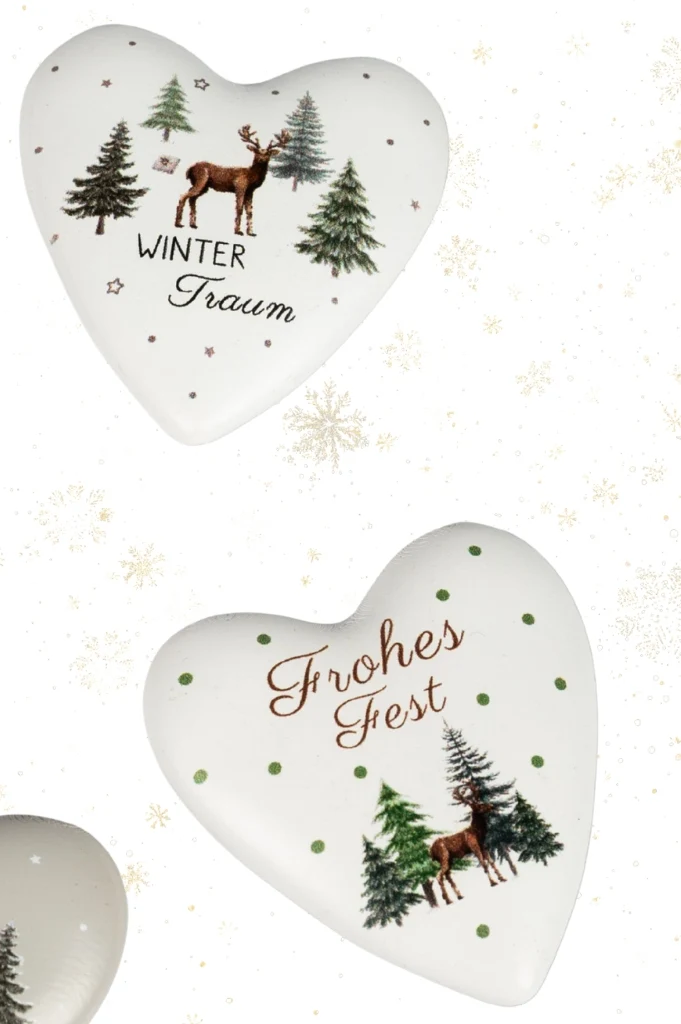Deko Herzen 6cm Winter mit Botschaft