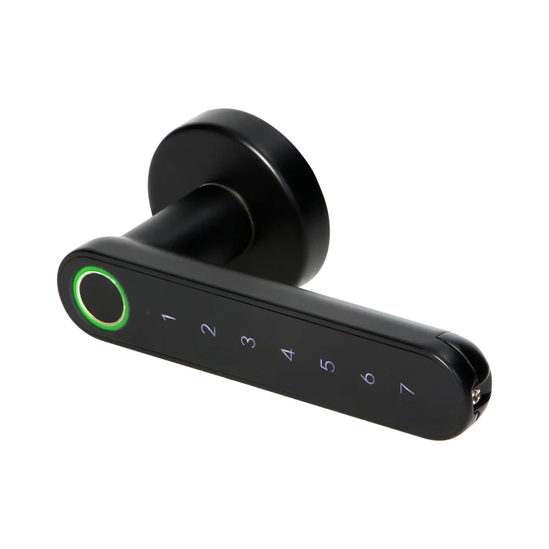 Trano Smarter Türgriff mit Touch-Tastatur & Fingerabdruckleser, Bluetooth 4.0, Zink, schwarz/silber, für Türen 38–56 mm, IP20