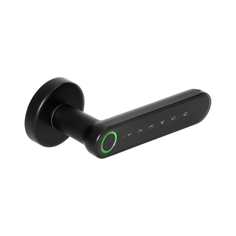 Trano Smarter Türgriff mit Touch-Tastatur & Fingerabdruckleser, Bluetooth 4.0, Zink, schwarz/silber, für Türen 38–56 mm, IP20