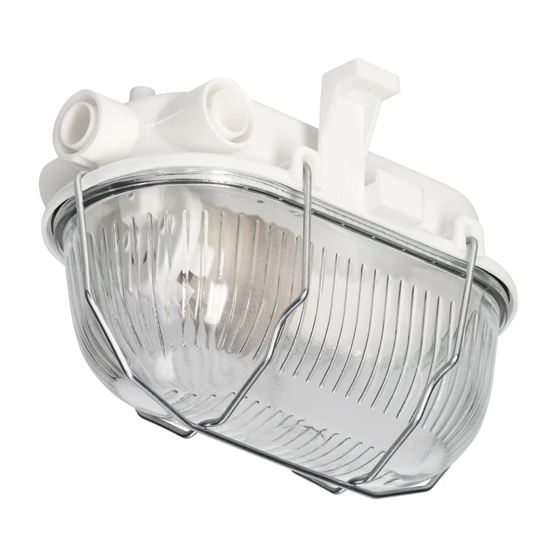 TRANO Kellerlampe Wand-/Deckenleuchte Weiß mit Glasabdeckung E27 IP54 15W max. – Innen & Außen, 230V, 125x115x180mm
