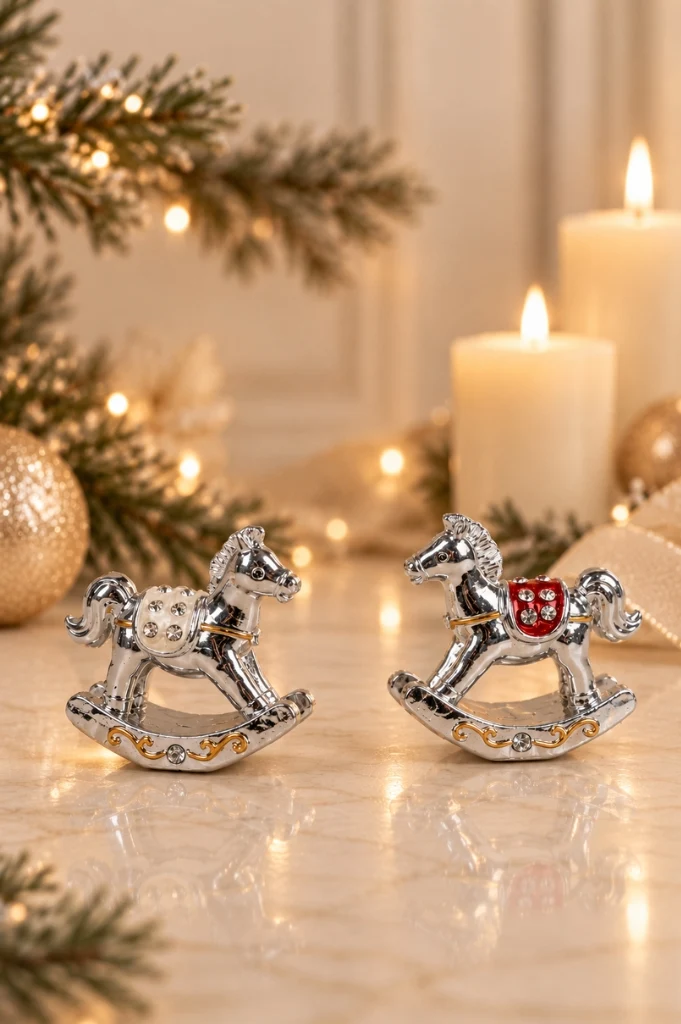 2er Set Deko Schaukelpferd 6cm pearl farbig sortiert