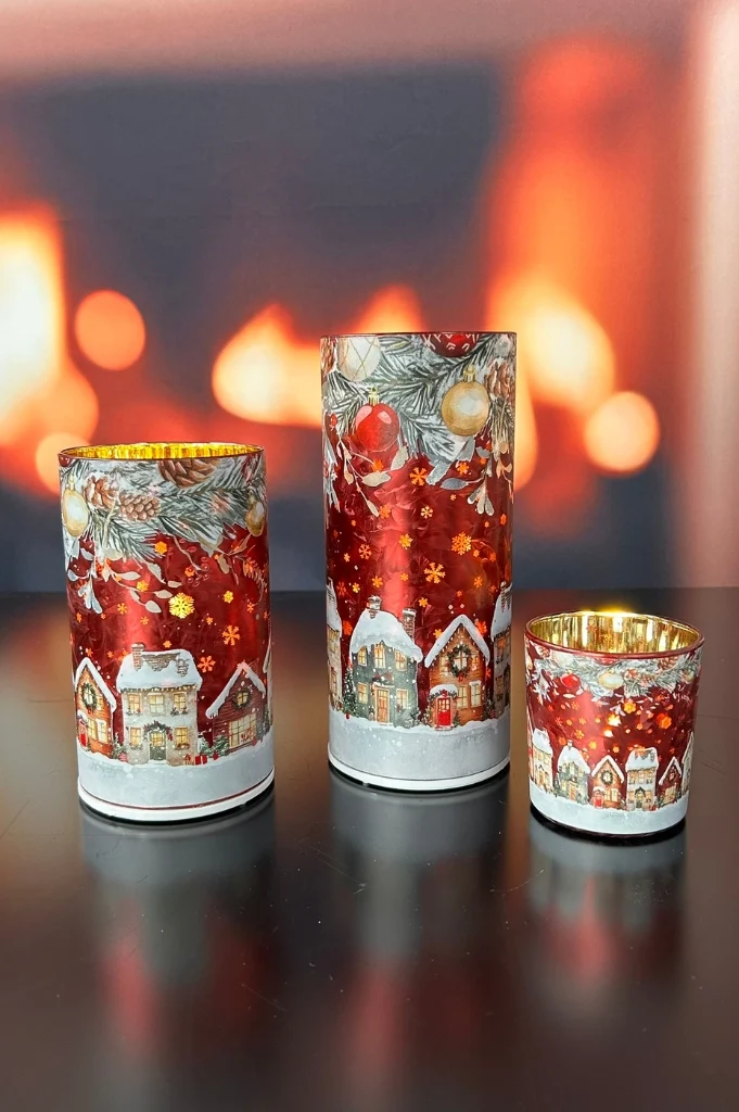 Windlicht 8cm frosty rot