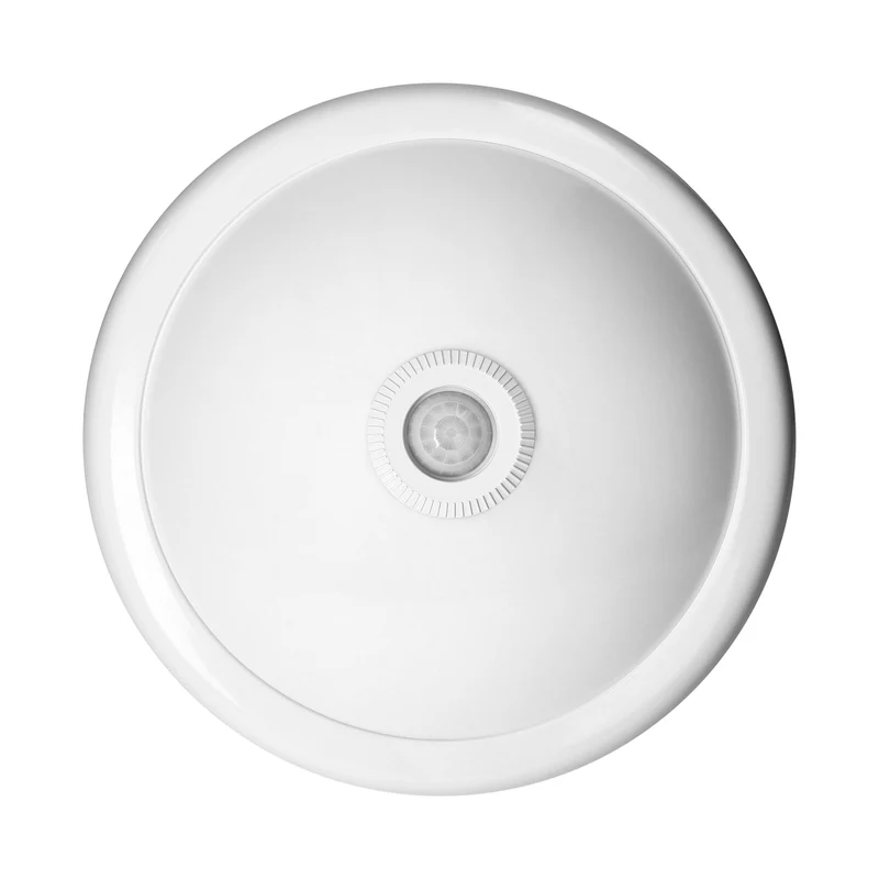 Trano Deckenleuchte mit 360° Bewegungsmelder, 2x18W E27, IP20, Ø300mm, Polycarbonat, PIR Sensor, für Flur Keller Garage