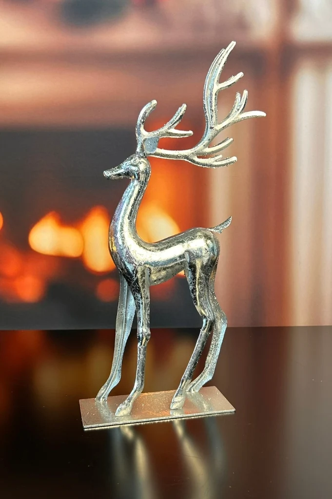 Deko Hirsch 49cm Metall silber