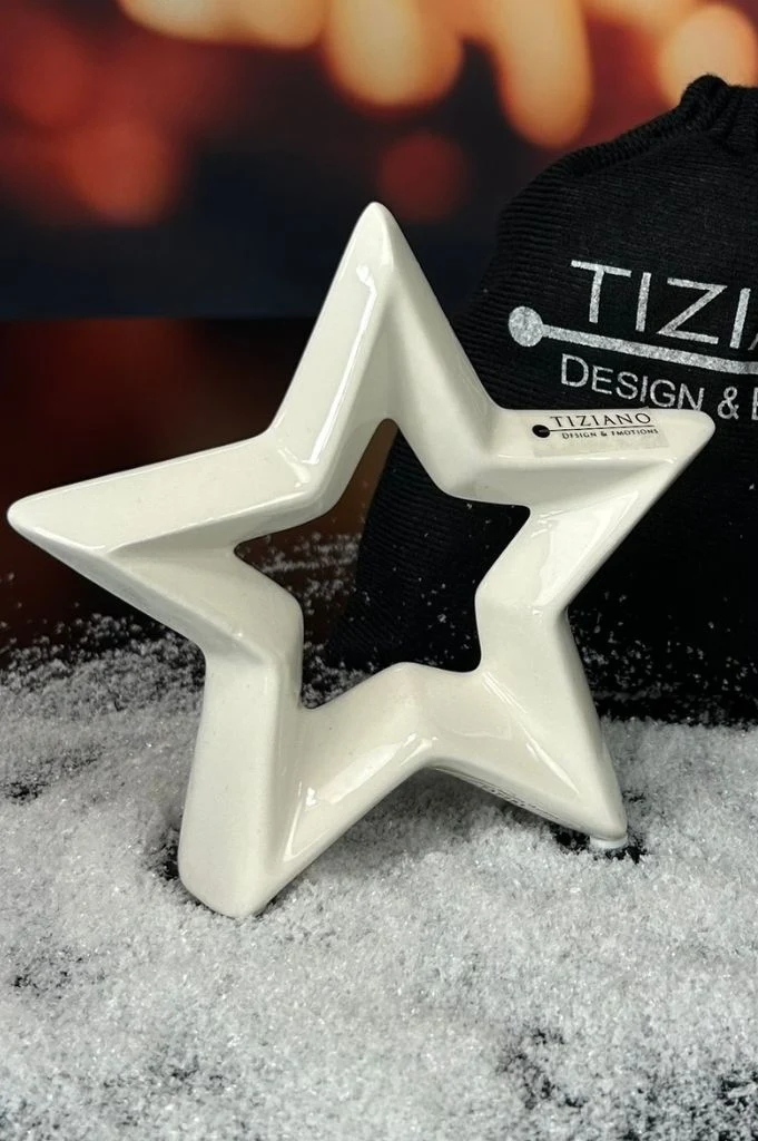 Geschenksäckchen Deko Stern Saphira creme-weiß