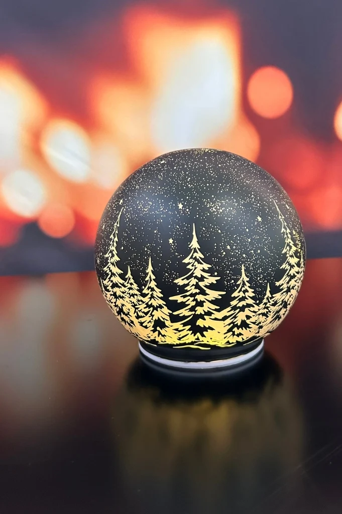 Deko Dreh Kugel LED Winternacht schwarz