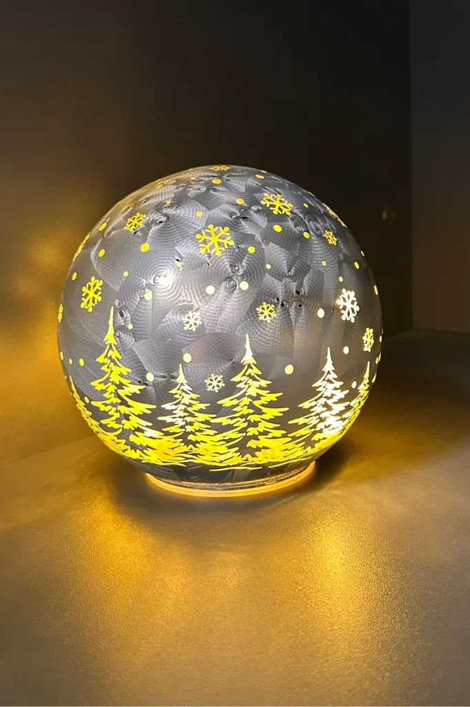 Deko Lichtkugel LED Wald Frosty silber
