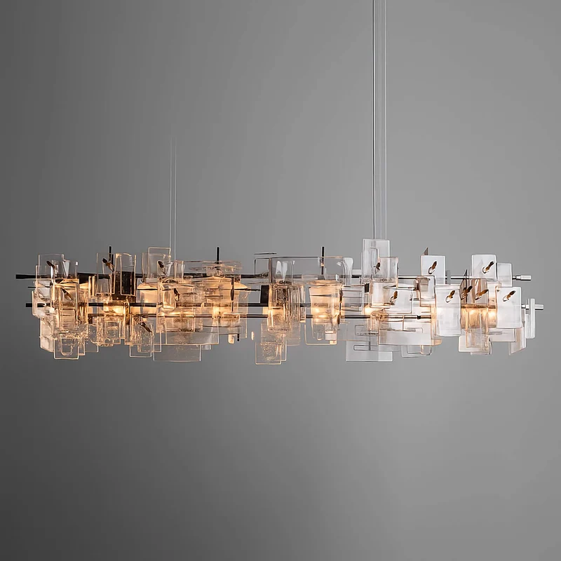 Linear Brass & Glass Chandelier | CLKUD025
