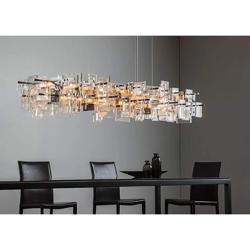 Linear Brass & Glass Chandelier | CLKUD025