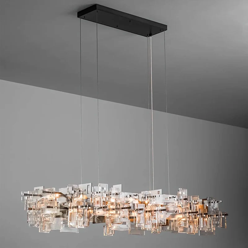 Linear Brass & Glass Chandelier | CLKUD025