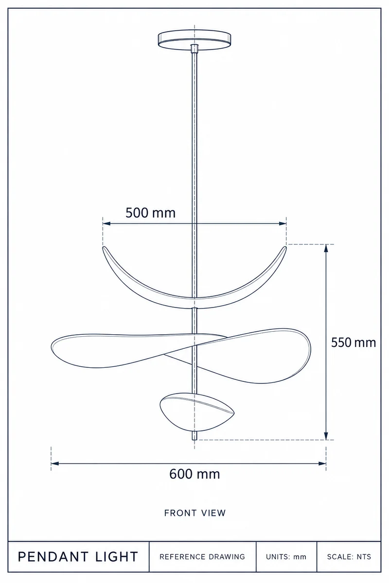3-Blade Sculptural Plaster Pendant | CLLEA23