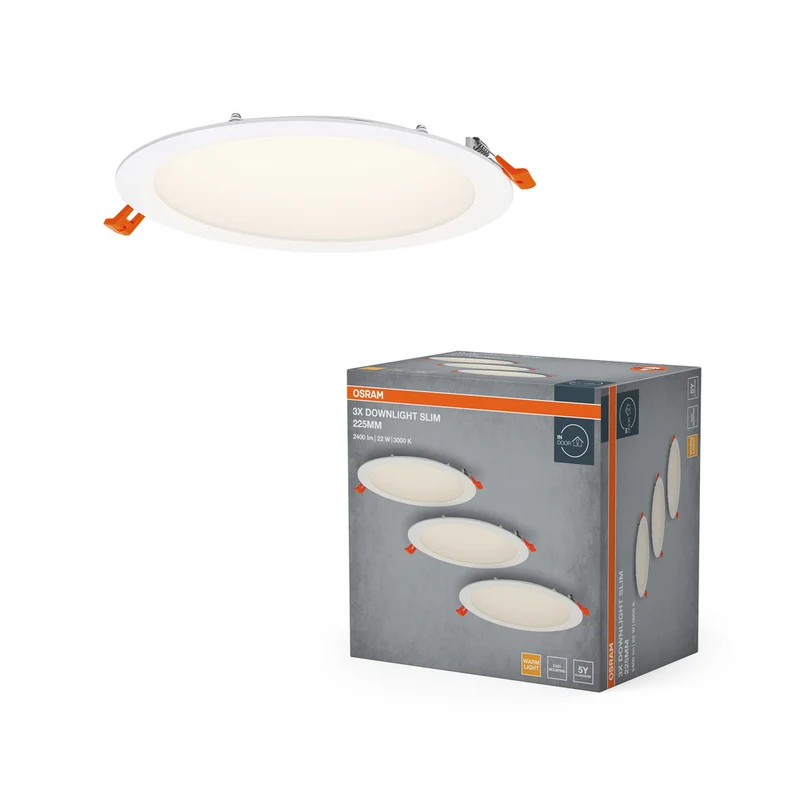 OSRAM LED Spot and Downlight Recess Slim Einbaustrahler Set 225 mm 22W Weiß ⌀200 mm