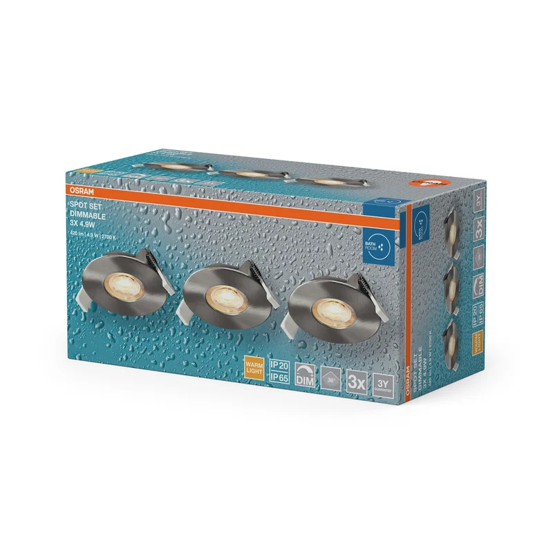 OSRAM LED Spot Recess Bad Einbaustrahler Set GU10 Click 4.5W Grünmessing ⌀68 mm