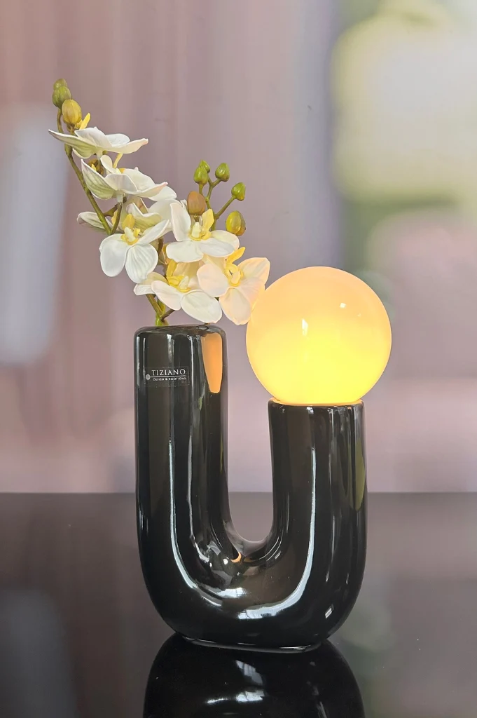 Dekoset Lampe Fiorello 22cm mit Orchideendeko