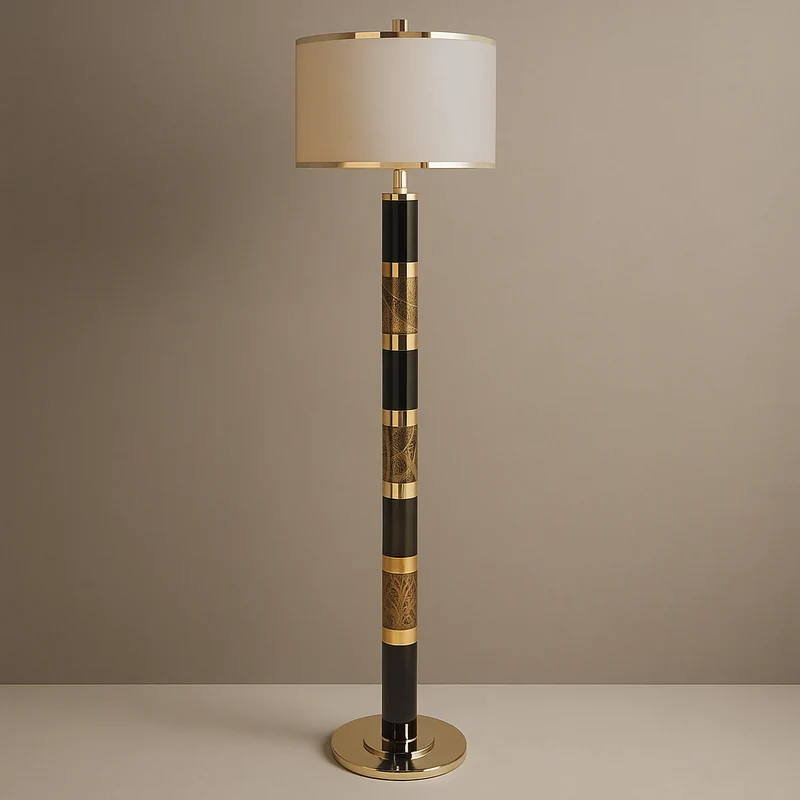 Striped Marble & Brass Floor Lamp | CLKIS025D