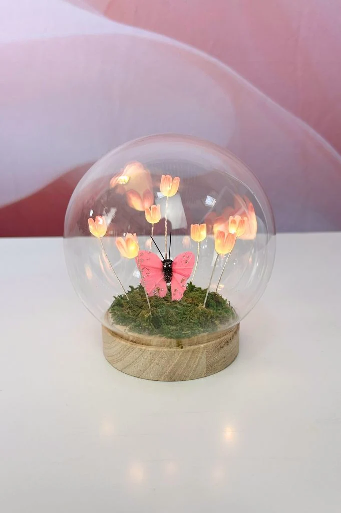Deko Lichtkugel LED mit Schmetterling+Blumen
