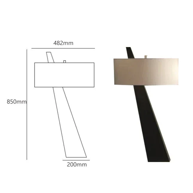 Cantilevered Oak Table Lamp | Linen Shade | CLVMO0281
