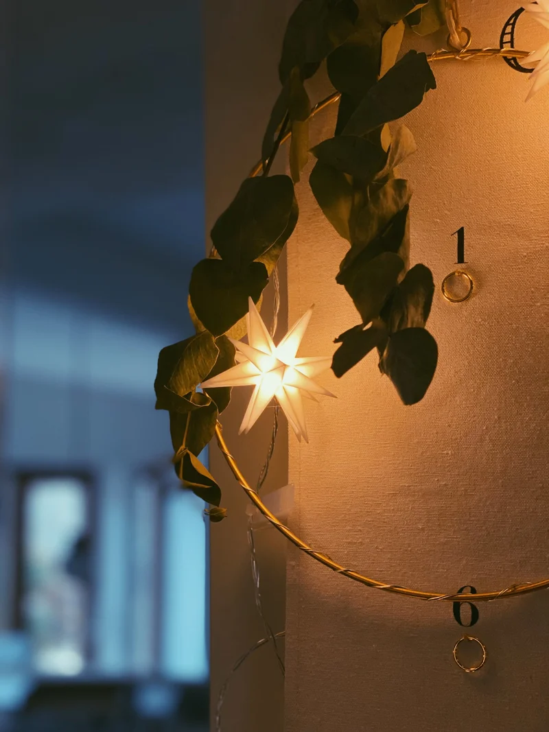 9er Sternen-Lichterkette 8 cm weiß für innen und außen