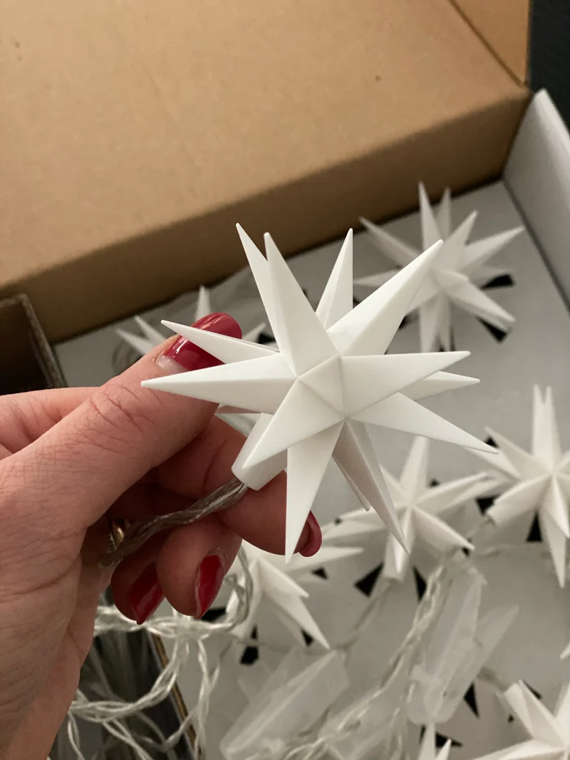 9er Sternen-Lichterkette 8 cm weiß für innen und außen