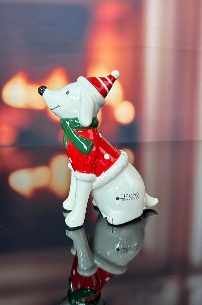 2er Set Deko Hund Rolf mit rotem Pulli