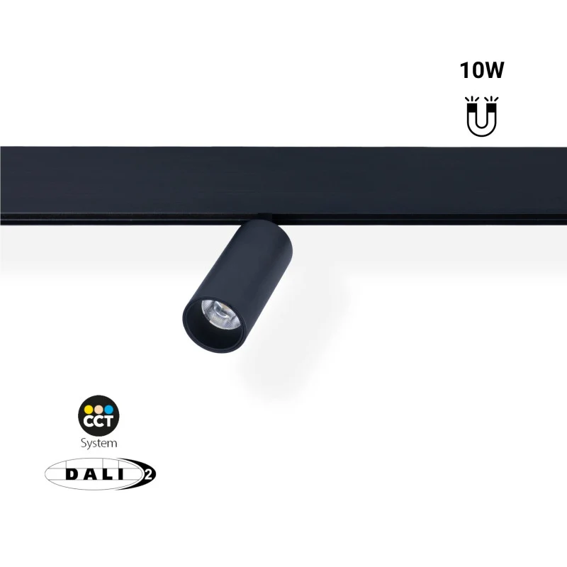 Trano 48V LED Strahler Magnet Schienensystem 10W/20W DALI‑2 dimmbar CCT 2700‑6000K CRI90 36° schwenkbar Schwarz