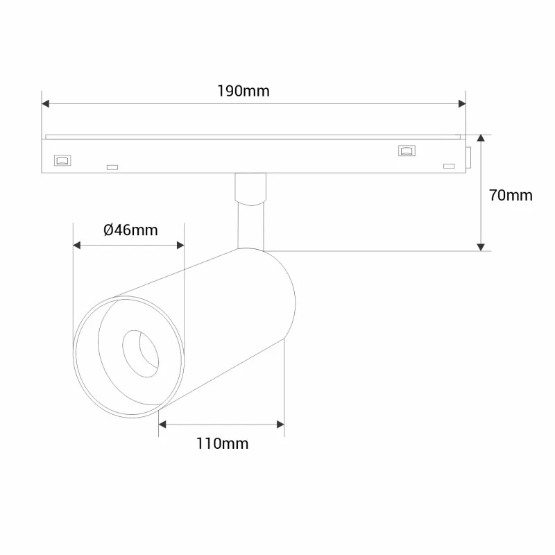 Trano 48V LED Strahler Magnet Schienensystem 10W/20W DALI‑2 dimmbar CCT 2700‑6000K CRI90 36° schwenkbar Schwarz