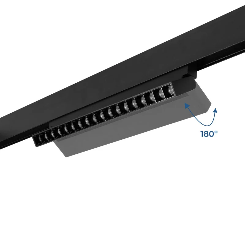 Trano 48V Magnet‑Schienenstrahler CCT 12W/18W DALI‑2 dimmbar UGR18, 24° Spot, CRI 95, schwenkbar – Linear LED Lampe Schwarz