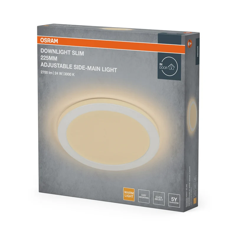 OSRAM LED Downlight Side-Mainlight Einbaustrahler 225 mm 24W Weiß ⌀85…195 mm