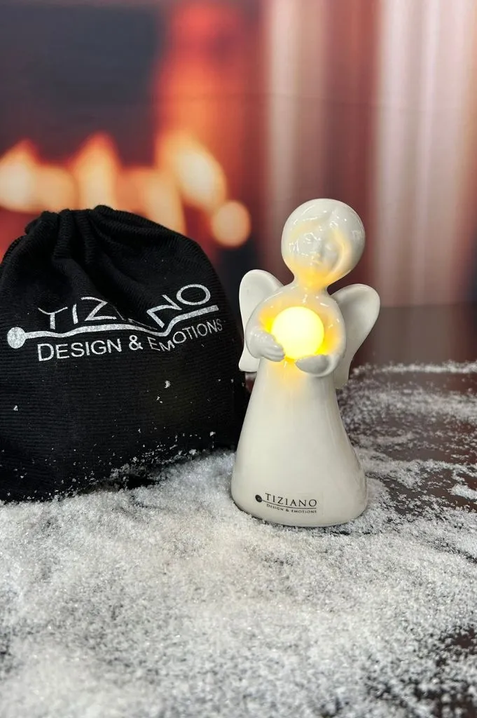 Geschenksäckchen groß Deko Engel Laila mit LED Kugel 17cm