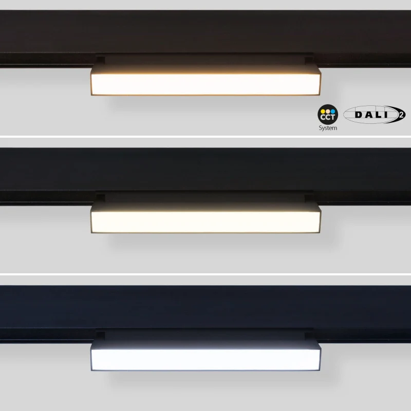 Trano 48V Magnet Schienensystem CCT Leuchte 12W/18W DALI‑2 dimmbar – schwenkbarer LED Stromschienenstrahler 2700‑6000K, CRI 95, 120°