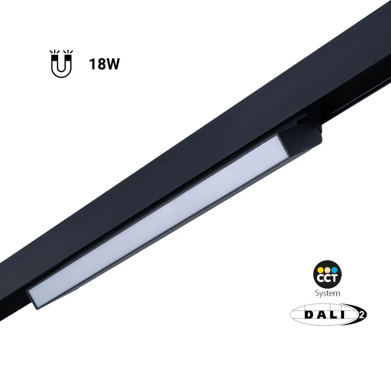 Trano 48V Magnet Schienensystem CCT Leuchte 12W/18W DALI‑2 dimmbar – schwenkbarer LED Stromschienenstrahler 2700‑6000K, CRI 95, 120°