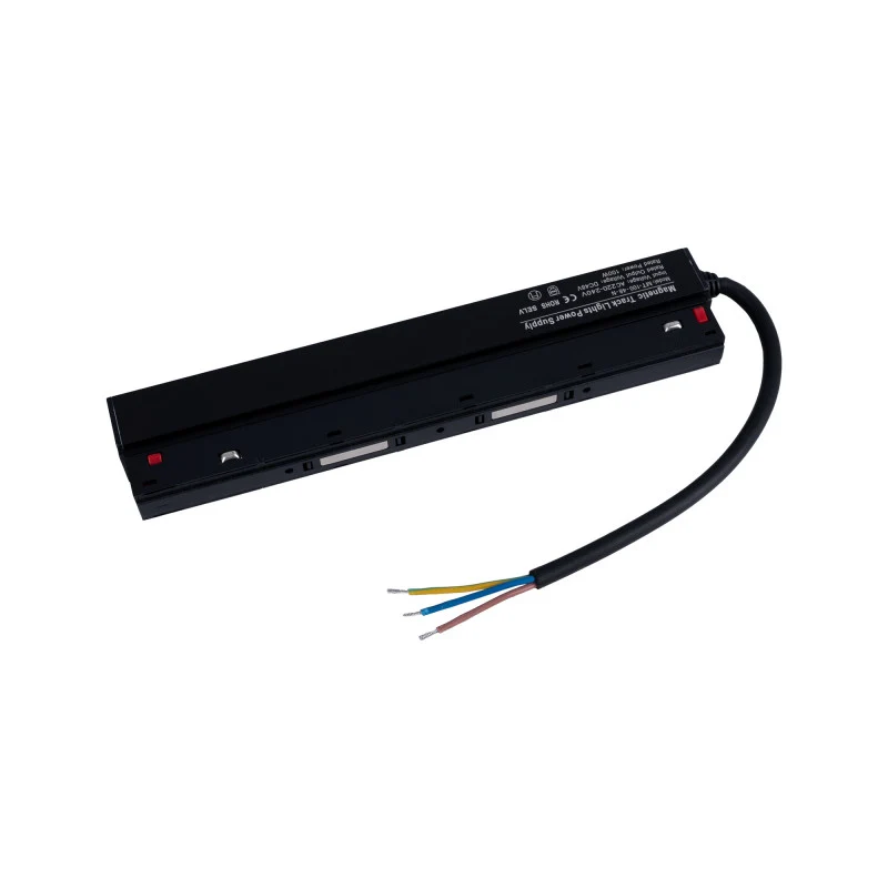 Trano 48V Netzteil für magnetisches 20‑mm Schienensystem – 100W / 200W, Aluminium, IP42, Schwarz, integrierbar, CE & RoHS zertifiziert