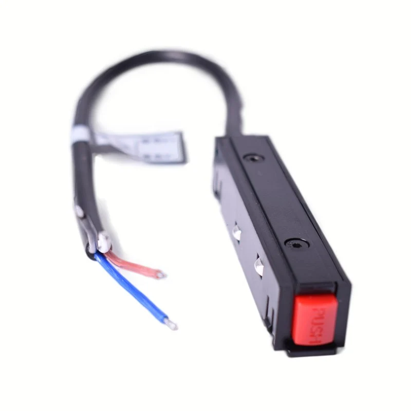 Trano 48V Einspeisung mit 300 mm Kabel für 20 mm Magnetschienen – DALI‑kompatibel, IP20, 90×15 mm, Schwarz