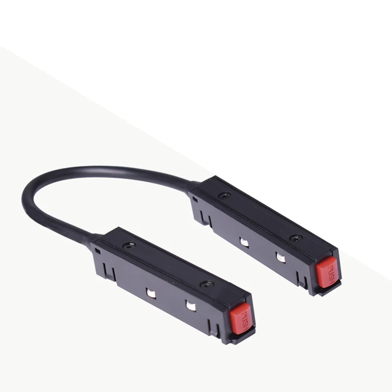 Trano 48V Verbinder‑Set für Magnetschienen 20 mm – Linearverbinder 125×15 mm & Eckverbinder 90° mit 195 mm Kabel – Schwarz, kompatibel mit Aufbau/Einbau/Trimless