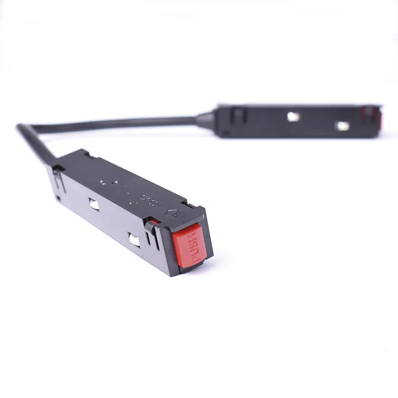 Trano 48V Verbinder‑Set für Magnetschienen 20 mm – Linearverbinder 125×15 mm & Eckverbinder 90° mit 195 mm Kabel – Schwarz, kompatibel mit Aufbau/Einbau/Trimless