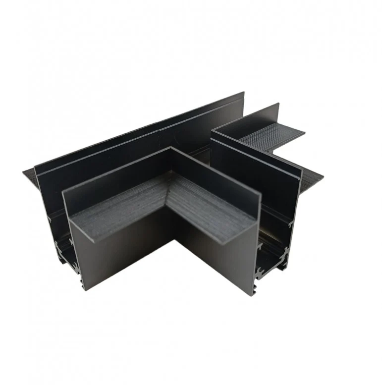 Trano Verbinder für 20 mm Einbau‑Magnetschienen – L, T & X – 90° Verbindungen, Aluminium, IP20, Schwarz, inkl. Montagezubehör, magnetisches 48V System