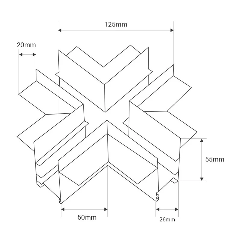 Trano Verbinder für 20 mm Einbau‑Magnetschienen – L, T & X – 90° Verbindungen, Aluminium, IP20, Schwarz, inkl. Montagezubehör, magnetisches 48V System