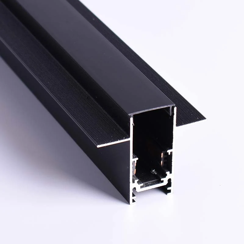 Trano Einbau‑Magnetschiene 20 mm Schwarz – 48V Magnet‑Stromschiene aus Aluminium, IP20, 1 m & 2 m, inkl. Abdeckung & Endkappen, CE/ROHS