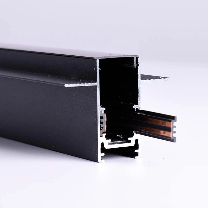 Trano Einbau‑Magnetschiene 20 mm Schwarz – 48V Magnet‑Stromschiene aus Aluminium, IP20, 1 m & 2 m, inkl. Abdeckung & Endkappen, CE/ROHS