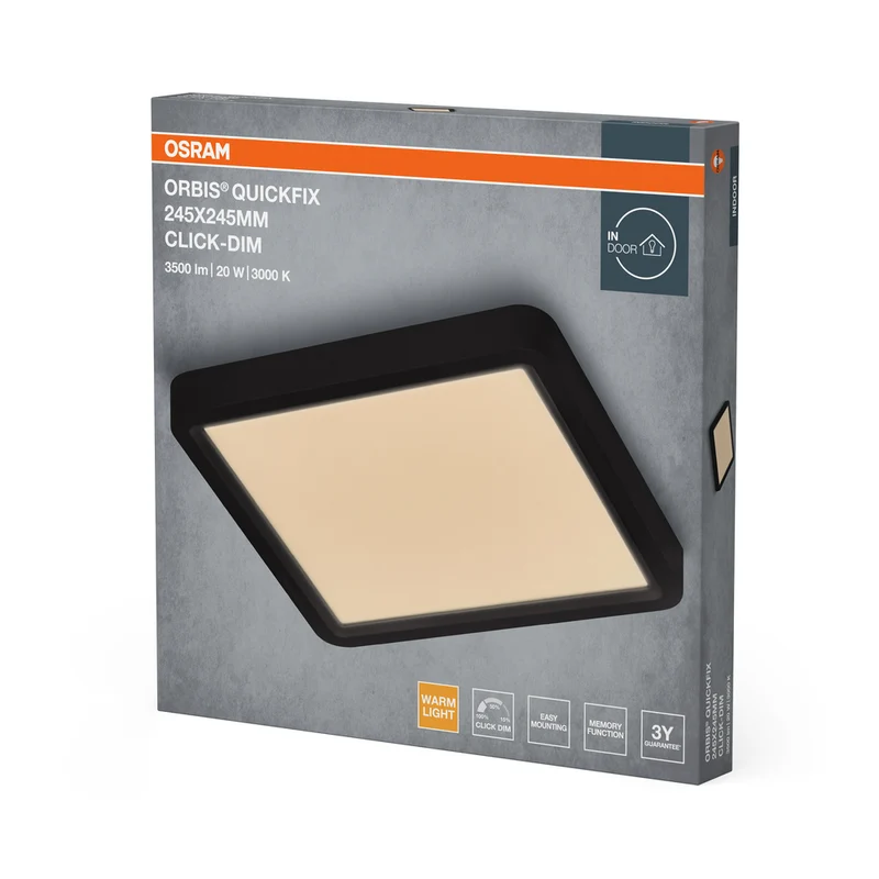 OSRAM Orbis Quickfix Square Deckenleuchte 245x245 mm 20W Click-Dim Schwarz