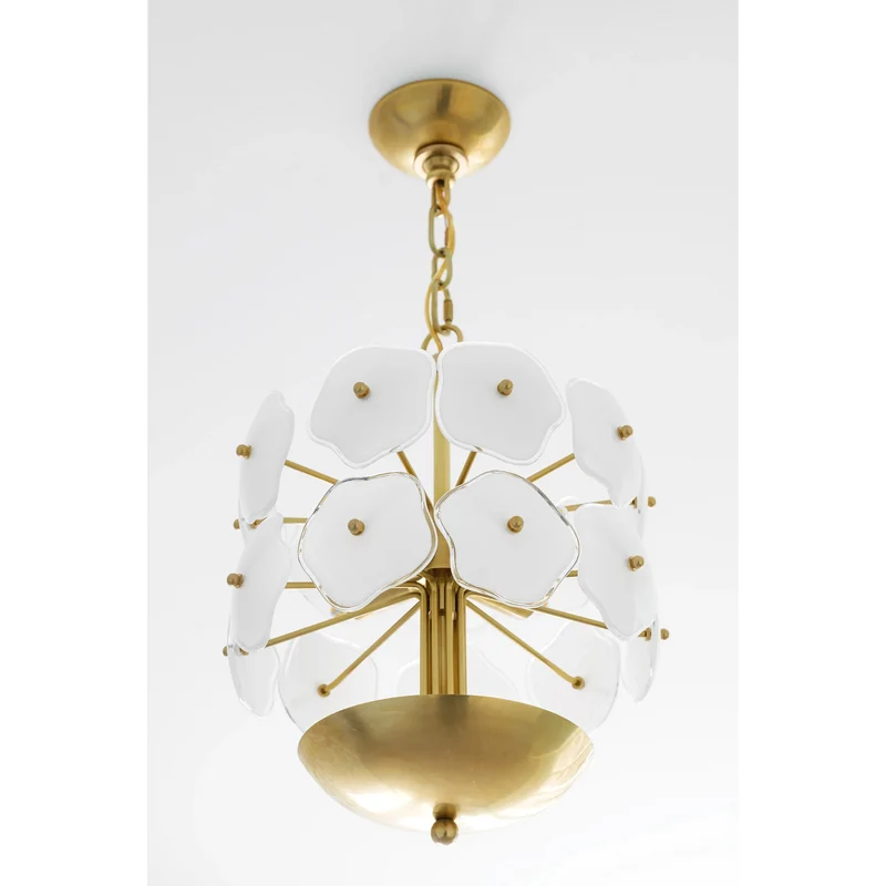 Flower Glass Chandelier | White & Brass | CLZQ0255